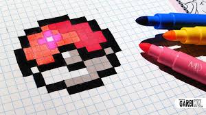 Handmade Pixel Art How To Draw Easy Pokeball Pixelart Youtube Graph Paper Art Pixel Art Graph Paper Drawings