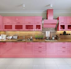 modern kitchen design pink color