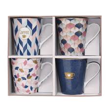 They are available in a wide range of different shapes and handle designs, and some also have. Set 4 Porcelain Mugs 300 Ml In Gift Box Home Sweet Home Easylife Boutique