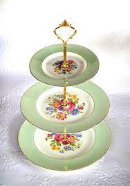 How To Make A Vintage 3 Tier Cup Cake Plate Wedding Stand Diy Etsy Cake Plates Tiered Dessert Stand Diy Cake Stand
