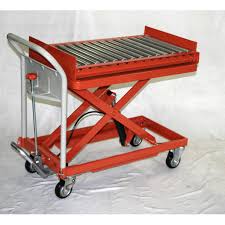 油圧・足踏式テーブルリフト台車 ローラーコンベアタイプ 荷重450kg 最低位400mm最高位1000mm