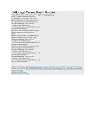 ★ mp3ssx on mp3 ssx we do not stay all the mp3 files as they are in different websites from which we collect links in mp3 format, so that we do not violate any. Lirik Lagu Terima Kasih Guruku Docx