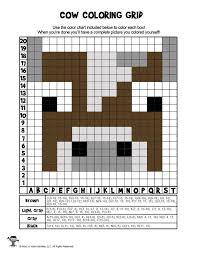 Minecraft Cow Pixel Coloring Grid Answer Key Woo Jr Kids Activities Pixel Art Grid Minecraft Pixel Art Pixel Art