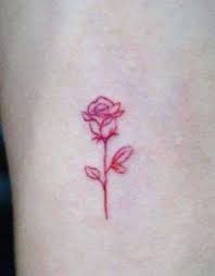 Red Rose Line Tattoo By Erwin At Mason S Ink Smallest Rose We Ve Ever Seen Rose Outline Tattoo Red Ink Tattoos Small Rose Tattoo