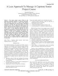 Capstone nursing is always special and is also the best opportunity to get good grades with the course. Pdf A Lean Approach To Manage A Capstone Senior Project Course
