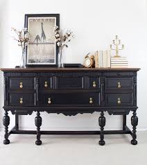 Vintage Black Buffet Victorian Walnut Buffet Painted In Licorice Chalk Paint With Dark Walnu Refurbished Furniture Furniture Restoration Painted Furniture