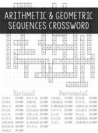 Arithmetic And Geometric Sequences Worksheet Arithmetic Geometric Sequences Crossword Puzzle Activity In 2020 Geometric Sequences Arithmetic Sequences Arithmetic