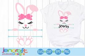 Download Girl Easter Bunny Ears Bow Face Svg Split Monogram Svg 227277 Svgs Design Bundles