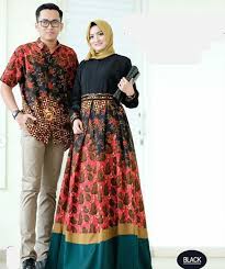 Desain gaun batik kombinasi polos photo : Gamis Batik Kombinasi Kain Polos Nusagates