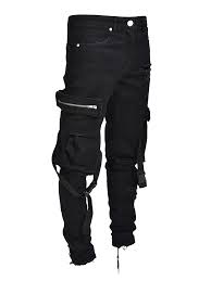 Cargo Denim Straps Black Lakenzie Ripped Jeans Men Cargo Pants Men Designer Denim Jeans