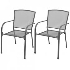 Sonata Stacking Garden Chairs 2 Pcs Steel Grey Chopni