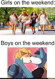Girls on the weekend: - seo.title | Furry meme, Funny memes about girls,  Furry couple