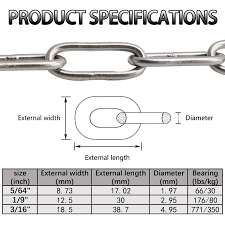 Retail and bulk packaging available. Coil Chains Clothes Hanging Pet Dog Chain Camping 1 9 Inch Stainless Steel 304 Chain Metown Stainless Steel Coil Chain 3m Length 3mm 3mm 3 Thickness Perfect For Anchor Chain Material Handling Products