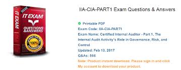 2017 Hot Latest Iia Cia Part1 Exam And Free Pdf Files Shared Certified Internal Auditor