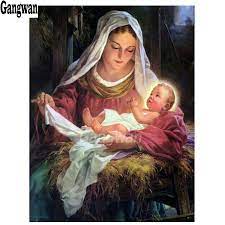 Full Square Round Drill Diy 5d Diamond Painting Virgin Mary Baby Jesus Diamond Mosaic Cross Stitch Diamond Embroidery Religious Diamond Painting Cross Stitch Aliexpress