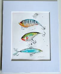 Fishing Lure Watercolor Print Artwork Art Print Home Decor Etsy Fishing Lures Art Fish Art Fish Painting