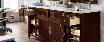 bathroom vanity with an outlet