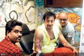 Sanjay Dutt Make A Design In Studio Celebrity Tattoos Piercing Celebrities