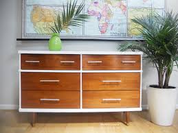 Painted, decoupaged and wallpapered dressers. How I Paint Mid Century Furniture Martha Leone Design