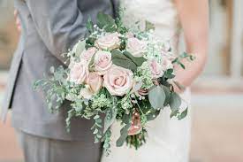 Elegant Pink Wedding Bouquet Quick Sand Roses Pink Roses Silver Dollar Eucalyptus Baby S Br Pink Rose Wedding Bouquet Rose Wedding Bouquet Wedding Bouquets
