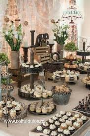 Rustic Theme Vintage Theme Candy Bar Dessert Table Coltul Dulce Www Coltuldulce Ro Rustic Food Display Wedding Dessert Table Rustic Dessert