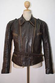 vtg 1940s german horsehide leather belted motorcycle jacket luftwaffe medium 38 jacken