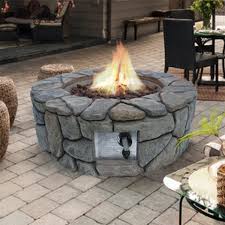 Picture of economical gas patio fire pit: Rustic Stone Fire Pit Gas Burner Heater Teamson Home Uk