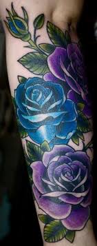 Blue And Purple Traditional Roses Purple Rose Tattoos Blue Rose Tattoos Blue Rose Tattoo Meaning