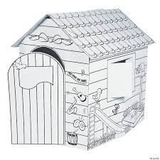 The house itself is simple with lots of windows and straight lines to fill in color. Color Your Own Playhouse Oriental Trading