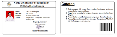 Mahasiswa, kartu anggota perpustakaan (kap), dan buku. Perpustakaan Stie Satya Dharma Singaraja