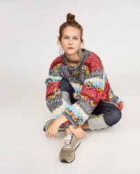 Striped Sweater With Pompoms Cizgili Kazak Kadin Orgu