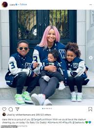 But people took issue with it because russell made a reference to his kids (plural) with ciara. Ciara And Her Three Children Rock Head To Toe Seattle Seahawks Gear For Russell Wilson Daily Mail Online