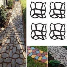Topeakmart 2x Plastic Pathmate Walk Way Paver Concrete Stone Mould Paving Mold Black Walmart Com Stone Molds Diy Path Stepping Stones Diy