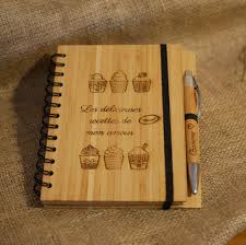 Carnet De Recettes En Bois Personnalise Custom Recipe Wooden Book Carnet De Recette Stylo En Bois Carnet Personnalise