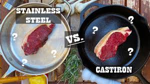 Place the filets in the cast iron skillet, and press down lightly on top of the meat to ensure the entire bottom is touching the pan. Steak Experiments Cast Iron Skillet Vs Stainless Steel Pan Youtube