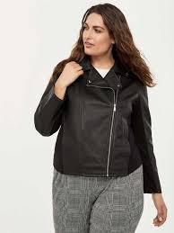 Faux Leather Jacket With Ponte De Roma Inserts In Every Story Trendy Plus Size Fashion Plus Size Outfits Plus Size Fashion