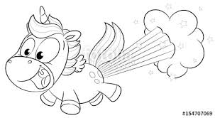 Niedliches Einhorn Pupst Regenbogen Vektor Illustration