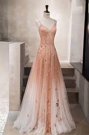 Pink Tull V Neck Stunning Prom Dress Customize Long Dress With Applique In 2020 Homecoming Dresses Long Stunning Prom Dresses Cute Prom Dresses
