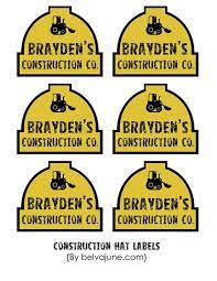 Diy Printable Construction Hat Logos Stickers With Name Customization Construction Hat Diy Printables Construction Invitations