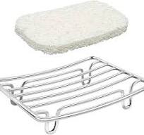 Bar Soap Dish Holder for Shower Bathroom Stainless Steel Rust Proof Self  Draining with White Soap Saver Pad