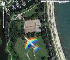 Rainbow Effect Of Plane Flying Through Google Maps Satellite Image Satellite Image Google Maps Satellite Google Maps