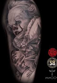 Is it time for more horrifying hilarity? Pennywise Horrortattoo Monster Clown Clowntattoo By Christelle Damien Done At Oly Anger Tattoo Horror Tattoo Pennywise Tattoo Dragon Sleeve Tattoos