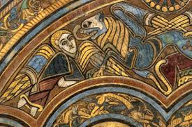 An Image From The Book Of Kells Of A Man Being Licked By A Dragon Book Of Kells Trinity College Dublin Books