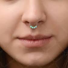 Opal Daith Jewelry. Surgical Steel Septum Ring. Boho Septum Jewelry 18G 16G  14G. Septum Hoop. Hinged Daith Clicker. Septum Piercing