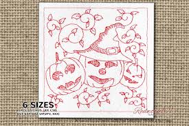 Download Decorated Halloween Pumpkins Redwork Creative Fabrica SVG Cut Files