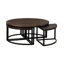 Find a great selection of wood coffee tables, metal accent tables, storage tables & more. 42 Arcadia Acacia Wood Round Coffee Table With Nesting Tables Dark Brown Alaterre Furniture Target