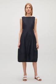 Cos Image 6 Of Sleeveless Dress With Cocoon Skirt In Dark Navy Dresses Minimal Dress Women Dress Online