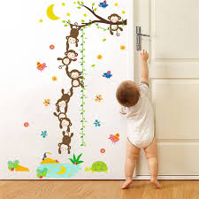 Us 8 73 48 Off Cartoon Monkey Height Scale Measure Chart Wall Stickers For Kids Rooms Boys Girls Children Bedroom Home Decor Nursery Wall Decal In