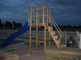 Pool Slide Deck Stand Way To Go Hubby Backyard Pool Designs Pool Slide Diy Inground Pool Slides