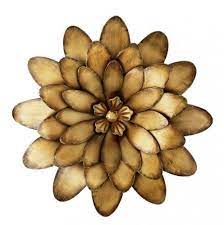 The angular flower has multiple layers of shaped petals in pink with metallic gold accents. Large Metal Flower Wall Art Bronze Flower Metal Wall Art Bronze Flower Metal Wall Art 21 99 Metal Wall Flowers Floral Metal Wall Art Large Flower Wall Art
